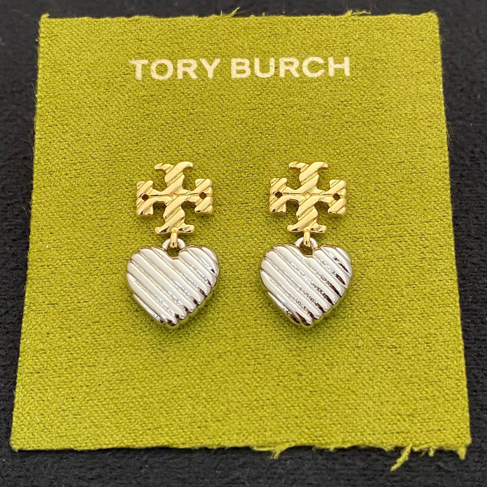 Tory Burch Boutique Letter Heart Earrings Metal